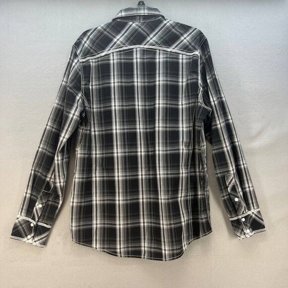 BKE Button Down Shirt Men's Size L Black White Plaid Athletic Fit Western - Picture 11 of 14